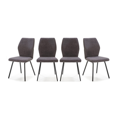 Lot de 4 chaises en tissu gris foncé et simili cuir - Garance