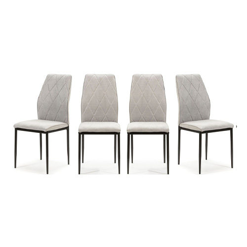 Lot de 4 chaises en tissu gris clair - Malo