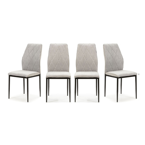 Lot de 4 chaises en tissu gris clair - Malo