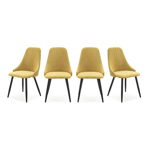 Lot de 4 chaises en tissu jaune - Soan