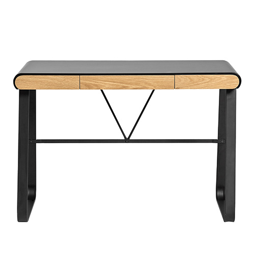 Bureau 3 tiroirs noir / effet chêne 110 cm - Aya