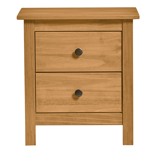 Table de chevet 2 tiroirs en pin massif couleur bois naturel - Elton