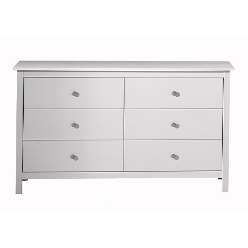 Commode 6 tiroirs en pin massif blanc 130 cm - Elton