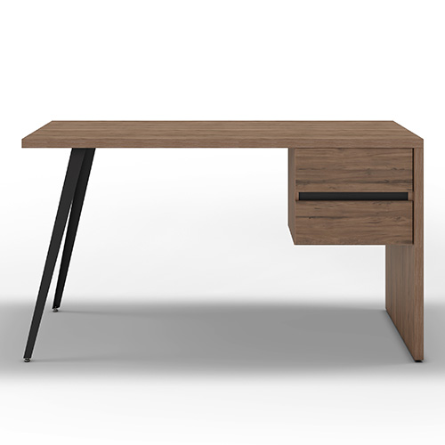 Bureau 2 tiroirs effet noyer 136 cm - Renzo