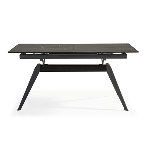 Table à manger rectangulaire extensible en céramique noir / doré 160/220 cm - Lally