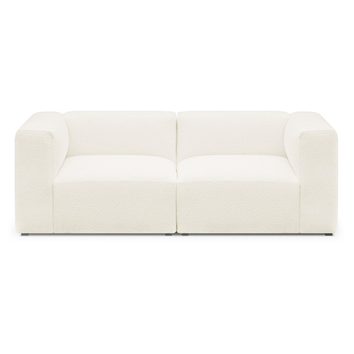Canapé modulable 3 places en tissu bouclette écru - Modulo
