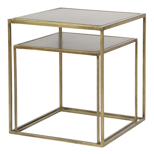 Lot de 2 tables basses 40x40cm en métal et laiton – Collection Metallic