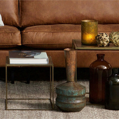 Lot de 2 tables basses 40x40cm en métal et laiton – Collection Metallic