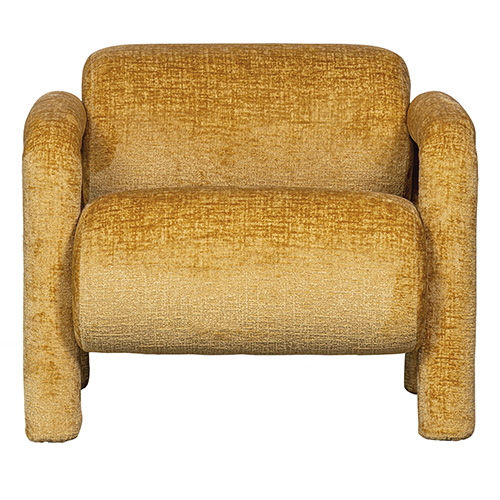 Fauteuil design en tissu chenille jaune - Lenny