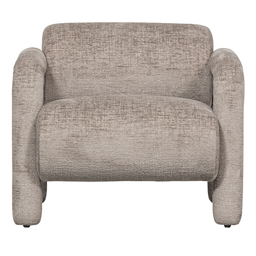 Fauteuil design en tissu chenille beige - Lenny