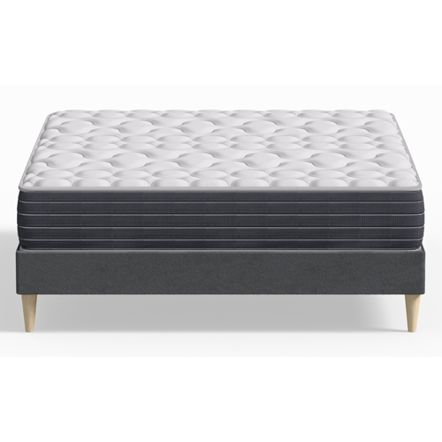 Ensemble lit adulte 160x200 cm en velours gris anthracite Dina + Matelas mémoire de forme Memo HR