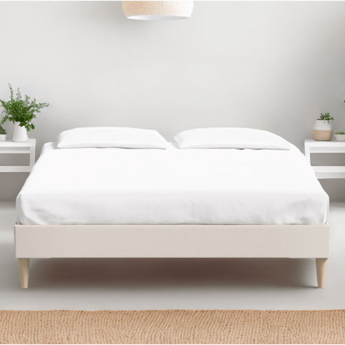 Ensemble lit adulte 180x200 cm en velours beige Dina + Matelas mémoire de forme Memo HR