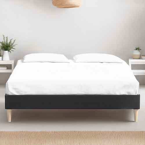 Ensemble lit adulte 160x200 cm en velours gris anthracite Dina + Matelas Latex naturel et ressorts ensachés