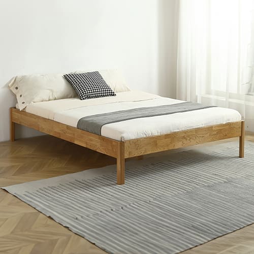 Ensemble lit adulte 180x200 cm en chêne massif Aina + Matelas Latex naturel et ressorts ensachés