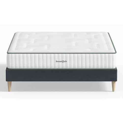 Ensemble lit adulte 160x200 cm en velours bleu nuit Dina + Matelas Latex naturel Latex Luxury