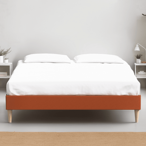 Ensemble lit adulte 160x200 cm en velours rouille Dina + Matelas Latex naturel Latex Luxury