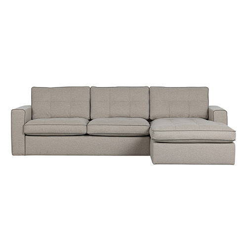 Canapé d'angle à droite 4 places en tissu gris clair - Lisa