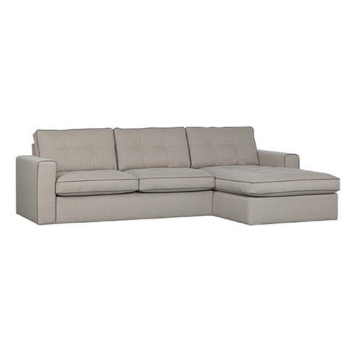 Canapé d'angle à droite 4 places en tissu gris clair - Lisa