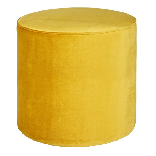 Pouf haut rond en Velours ocre – Collection Sara – Woood