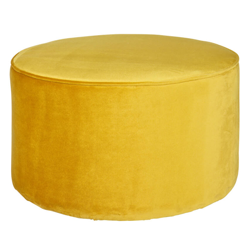 Pouf bas rond en Velours ocre - Sara