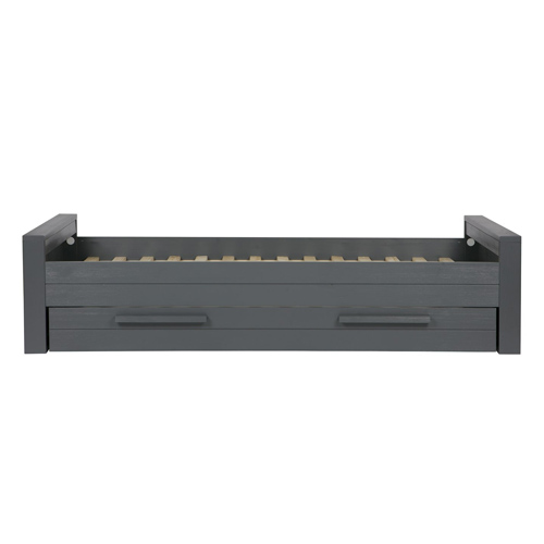 Lit 90 x 200 cm en pin massif brossé gris anthracite - Dennis