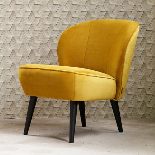 Fauteuil en Velours ocre – Collection Sara – Woood