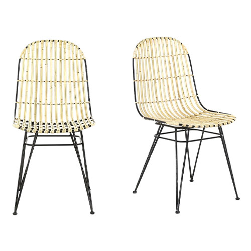Lot de 2 chaises en kubu naturel – Collection Melody