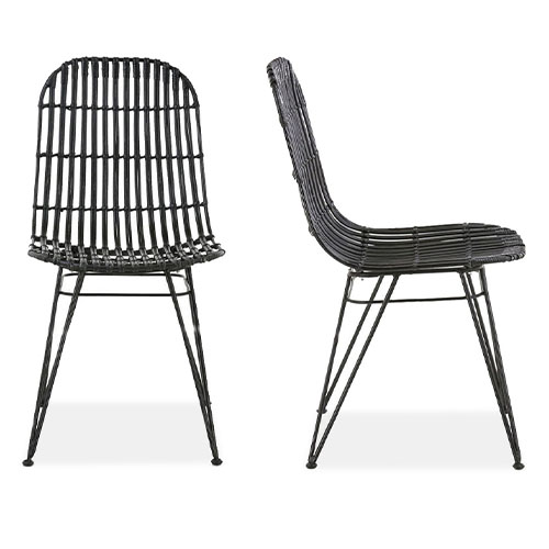Lot de 2 chaises en kubu noir – Collection Melody
