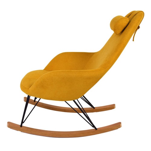 Rocking-chair scandinave jaune moutarde - Evy