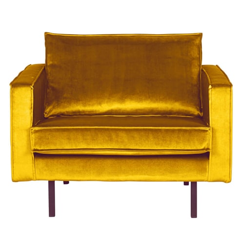 Fauteuil en velours ocre - Rodeo