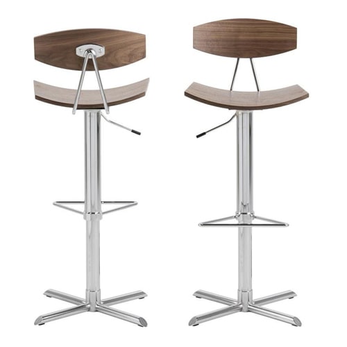 Tabouret de bar réglable en métal et noyer – Collection Blaise