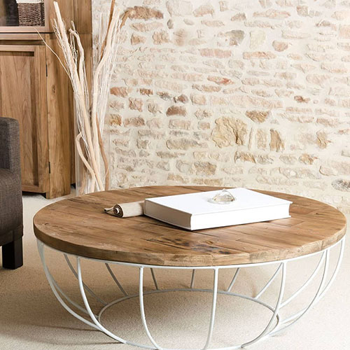 Table basse coque blanche 100 x 100 cm - Goran