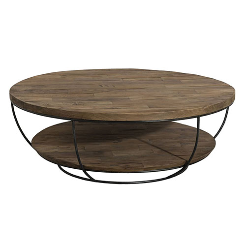 Table basse coque noire double plateau 100 x 100 cm - Goran