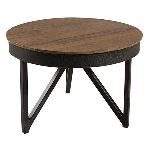 Table basse ronde d'appoint 50 x 50 cm bois et métal - Goran