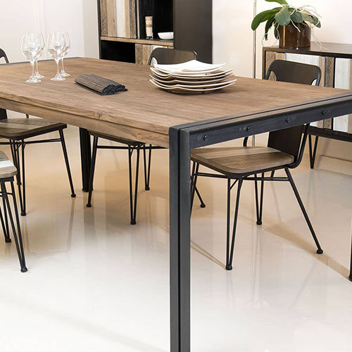 Gøran - Table à manger 200 x 100 cm bois et métal