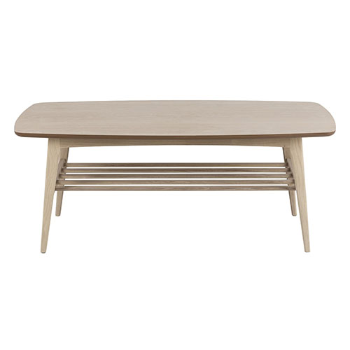 Table basse rectangle en chêne pigmenté blanc – Collection Woodstock