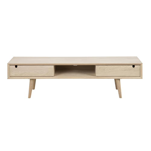Meuble TV en chêne clair 2 tiroirs 1 niche de rangement – Collection Century