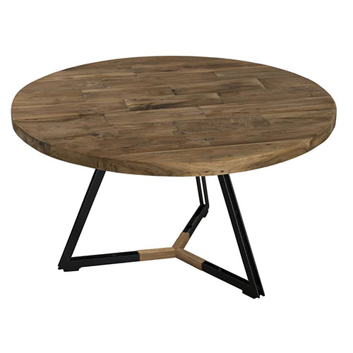 Gøran - Table basse ronde pieds noirs 75 x 75 cm