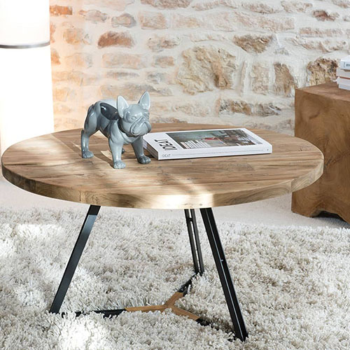 Gøran - Table basse ronde pieds noirs 75 x 75 cm