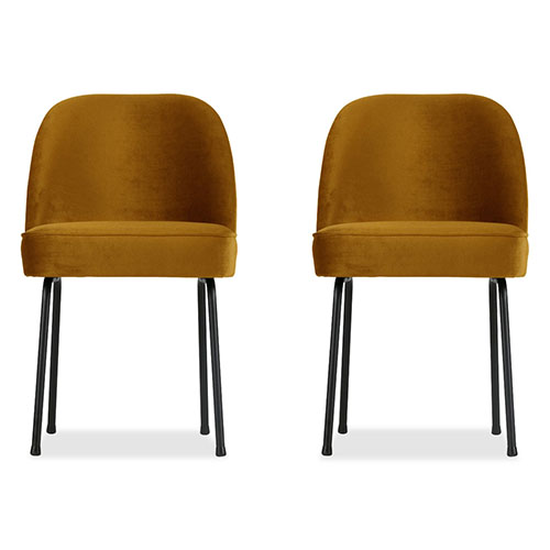 Lot de 2 chaises en velours moutarde - Vogue