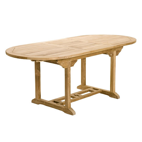 Table de jardin ovale extensible en teck 150/200x90cm - Fun