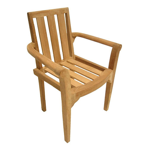 Ensemble de 2 fauteuils de jardin empilables en bois teck - Fun
