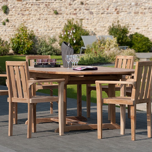 Ensemble de 2 fauteuils de jardin empilables en bois teck - Fun