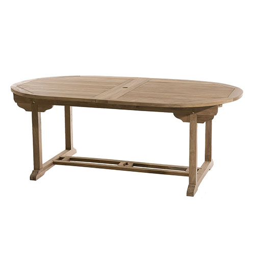 Table de jardin ovale double extension en teck 200/300x120cm - Fun