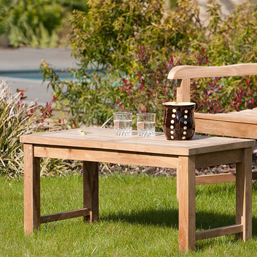 Table basse de jardin 90x45cm en bois teck - Fun