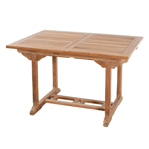 Table de jardin 4/6 personnes rectangulaire extensible 120/180x90 cm en bois teck - Fun