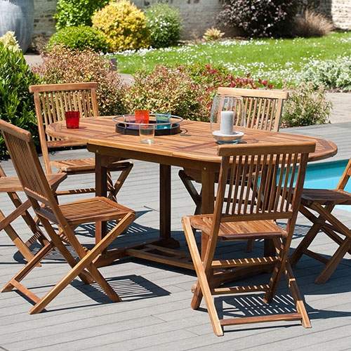 Table de jardin 4/6 personnes - rectangulaire extensible 120/180 x 90 cm en  bois Teck