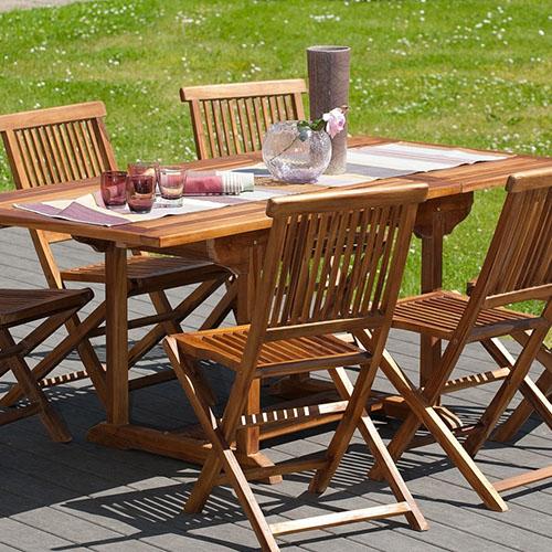 Ensemble de 2 chaises de jardin Java en bois teck huilé - Maelle