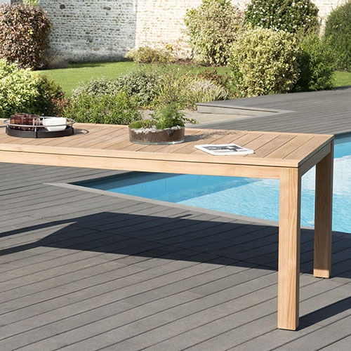 Table de jardin 6/8 personnes - Vieste 220 x 100 cm en bois teck - Cali