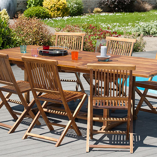 Ensemble de jardin table + bancs haut de gamme - Leuven